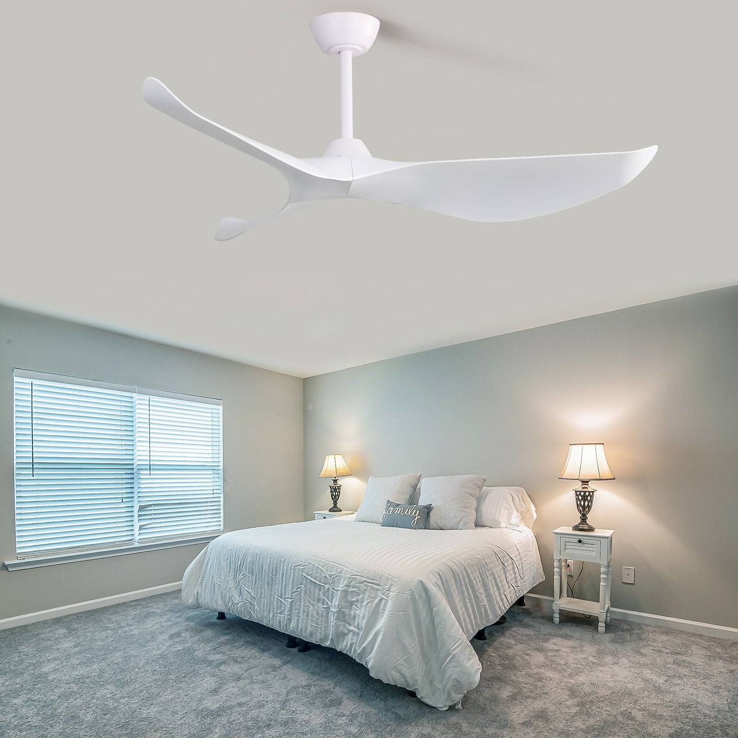 Transitional Curved ABS Ceiling Fan 52 inch
