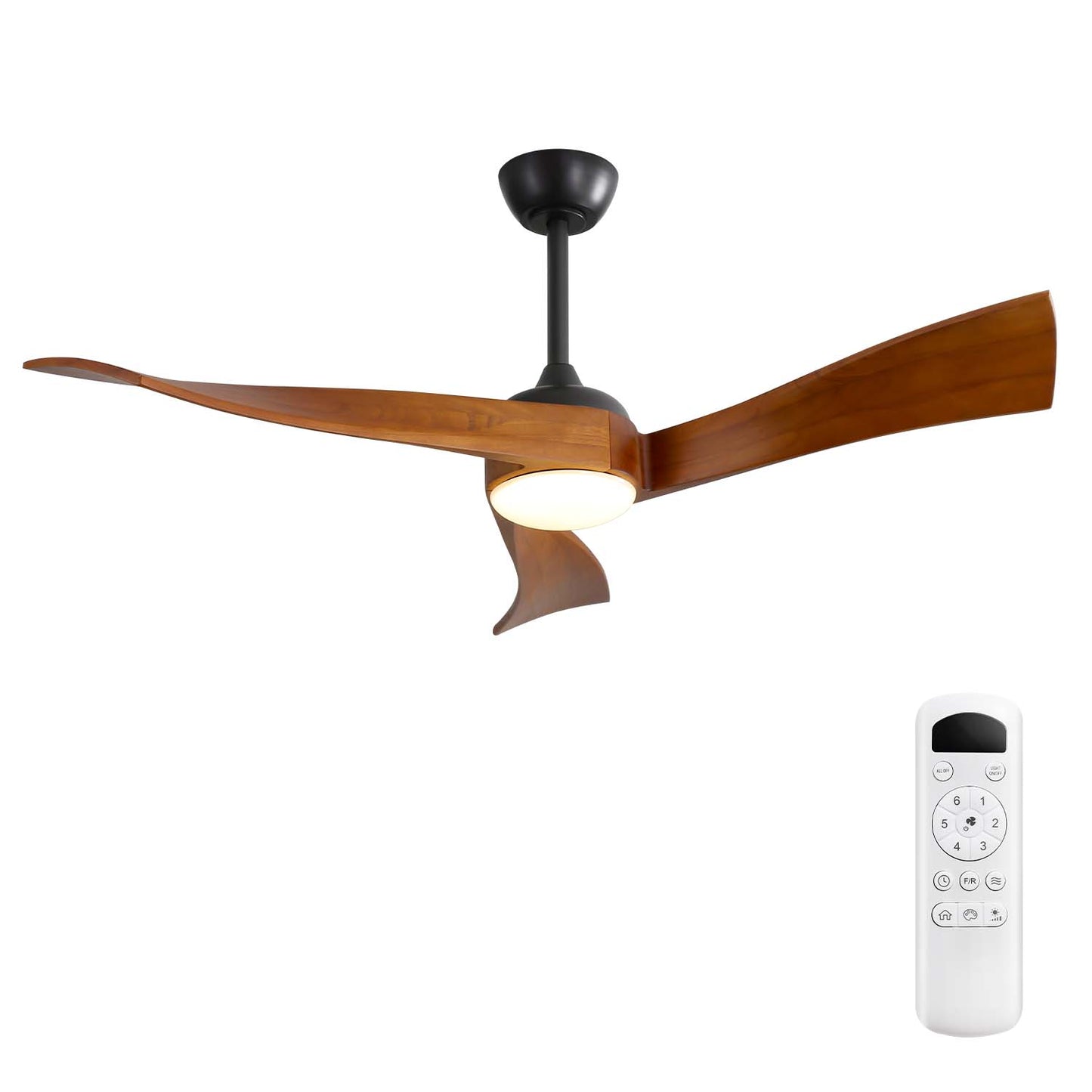 Savannah Outdoor Ceiling Fan with LED 52 inch Black with Walnut Blades