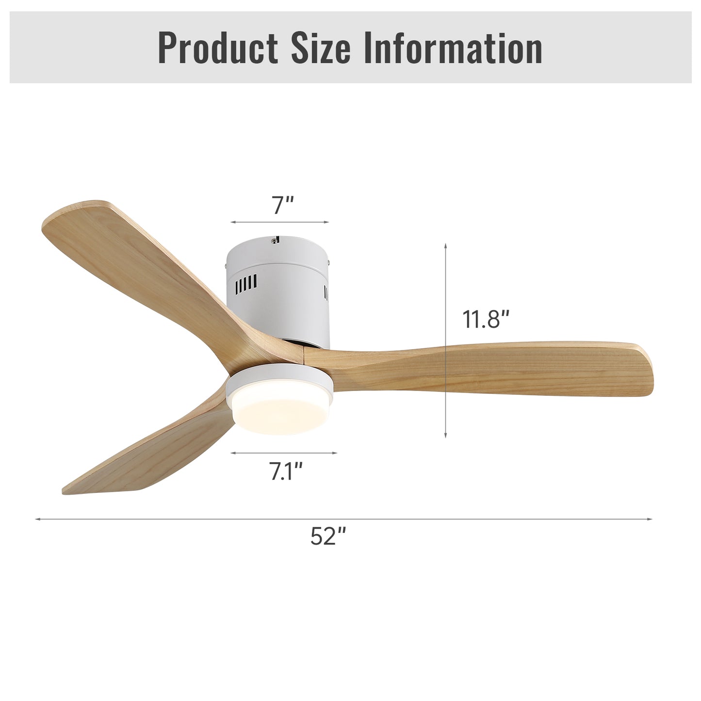 Hugger 52-Zoll-Deckenventilator mit LED-Licht