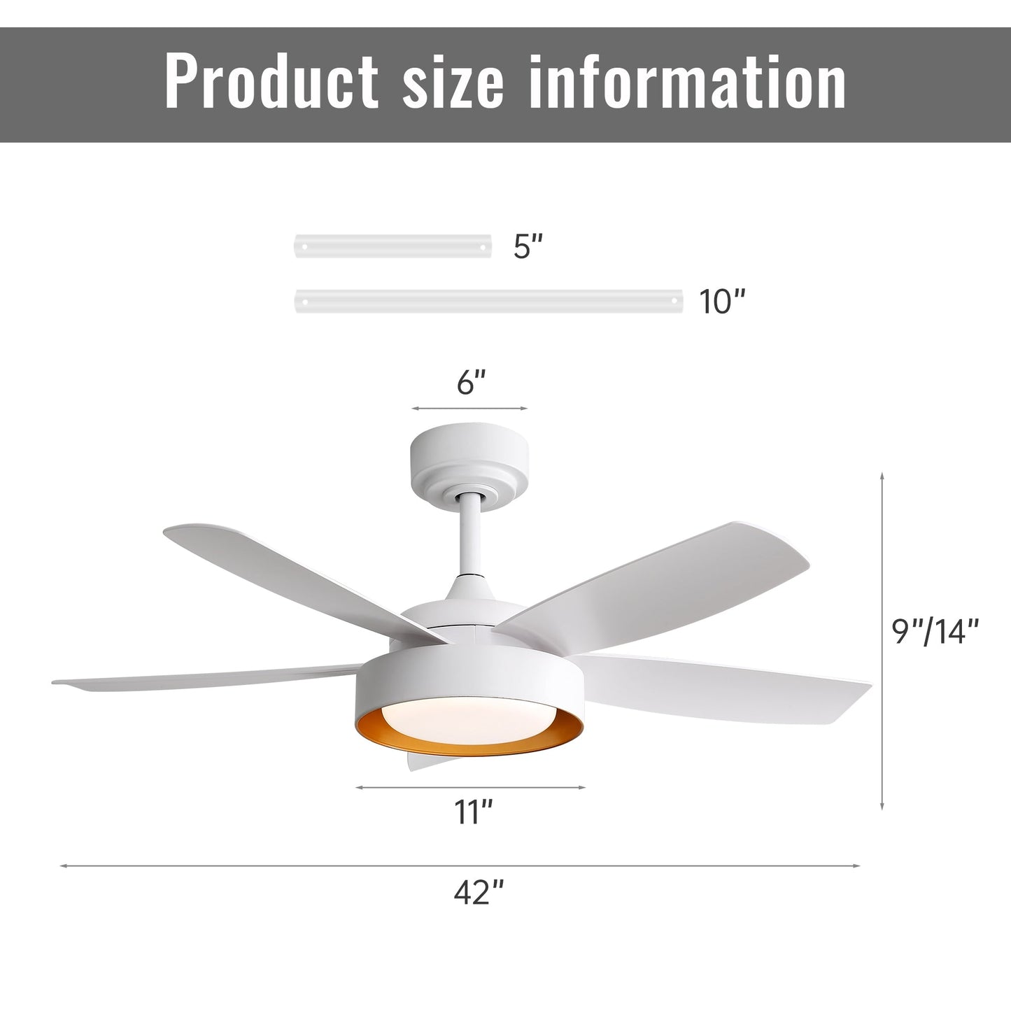 SwiftBreeze Ceiling Fan with Light 42 inch