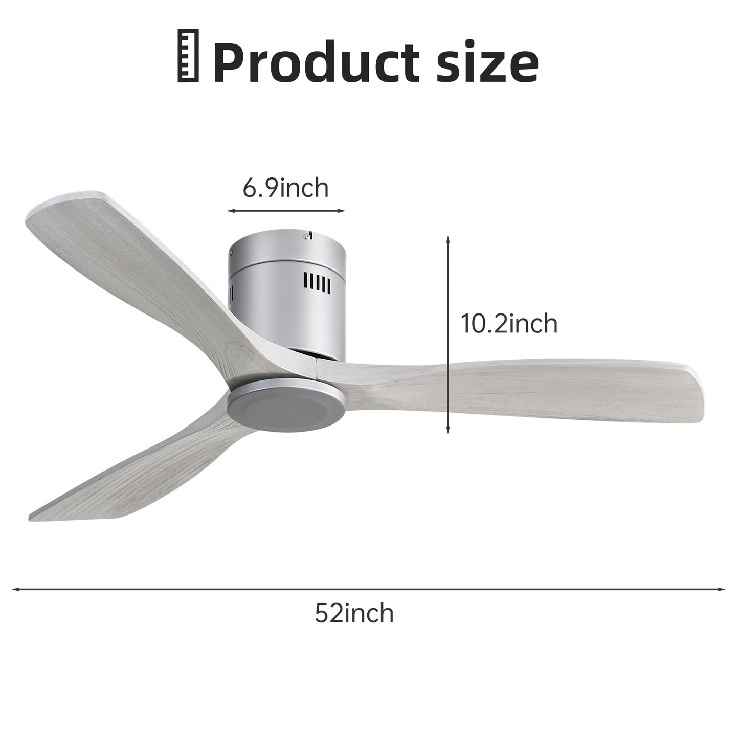 Hugger Massivholz-Deckenventilator, 52 Zoll