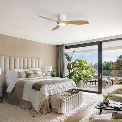 Sleek 52" Flush Mount Space Saving Smart APP & Remote Control 3-Blades Ceiling Fan with Light