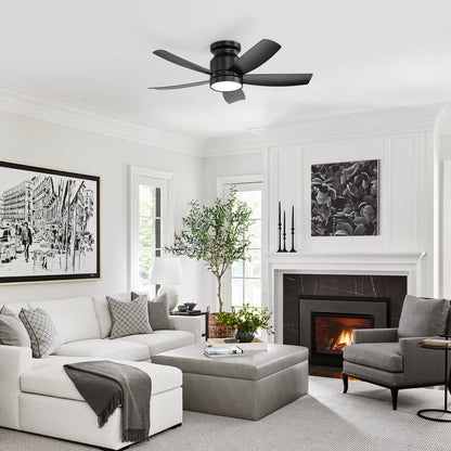 Modern Gold Flush White ABS Ceiling Fan Light 42 inch Gold with White Blades