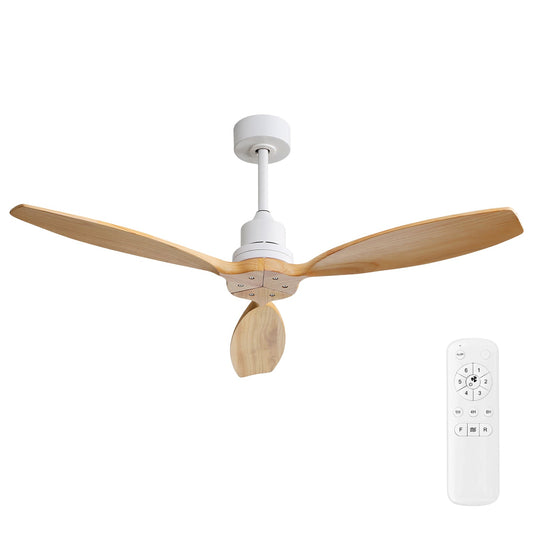 SierraBreeze Ceiling Fan 52 inch White with Natural Wood Blades