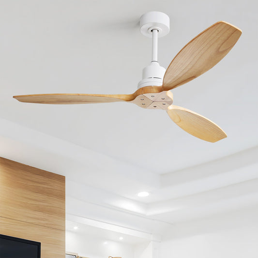 SierraBreeze Ceiling Fan 52 inch White with Natural Wood Blades