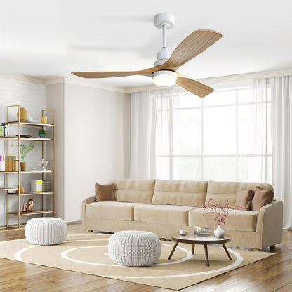 DICI MALL 52" Moderner Premium-Deckenventilator aus Massivholz für den Innen- und Außenbereich mit Licht und Fernbedienung