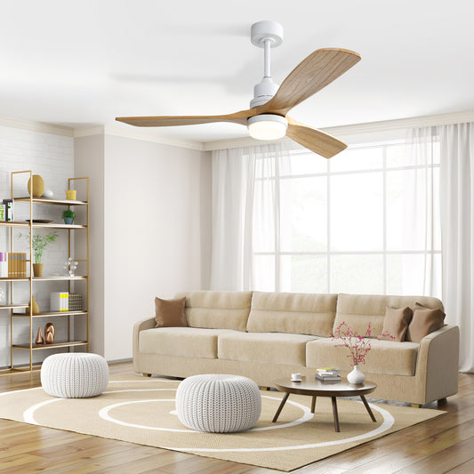 DICI MALL 52" Outdoor/Indoor Modern Premium Solid Wood Ceiling Fan with Light- Remote Control