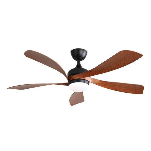 Modern ABS Ceiling Fan with Light 52 inch Black with Walnut Wood Grain Blades