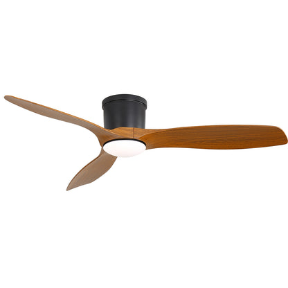 Sleek 52" Flush Mount Space Saving Smart APP & Remote Control 3-Blades Ceiling Fan with Light