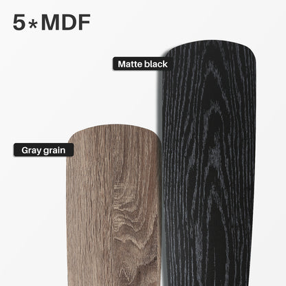 Takfläkt i modern stil med lampa, 52 tum, svart och bruna blad 